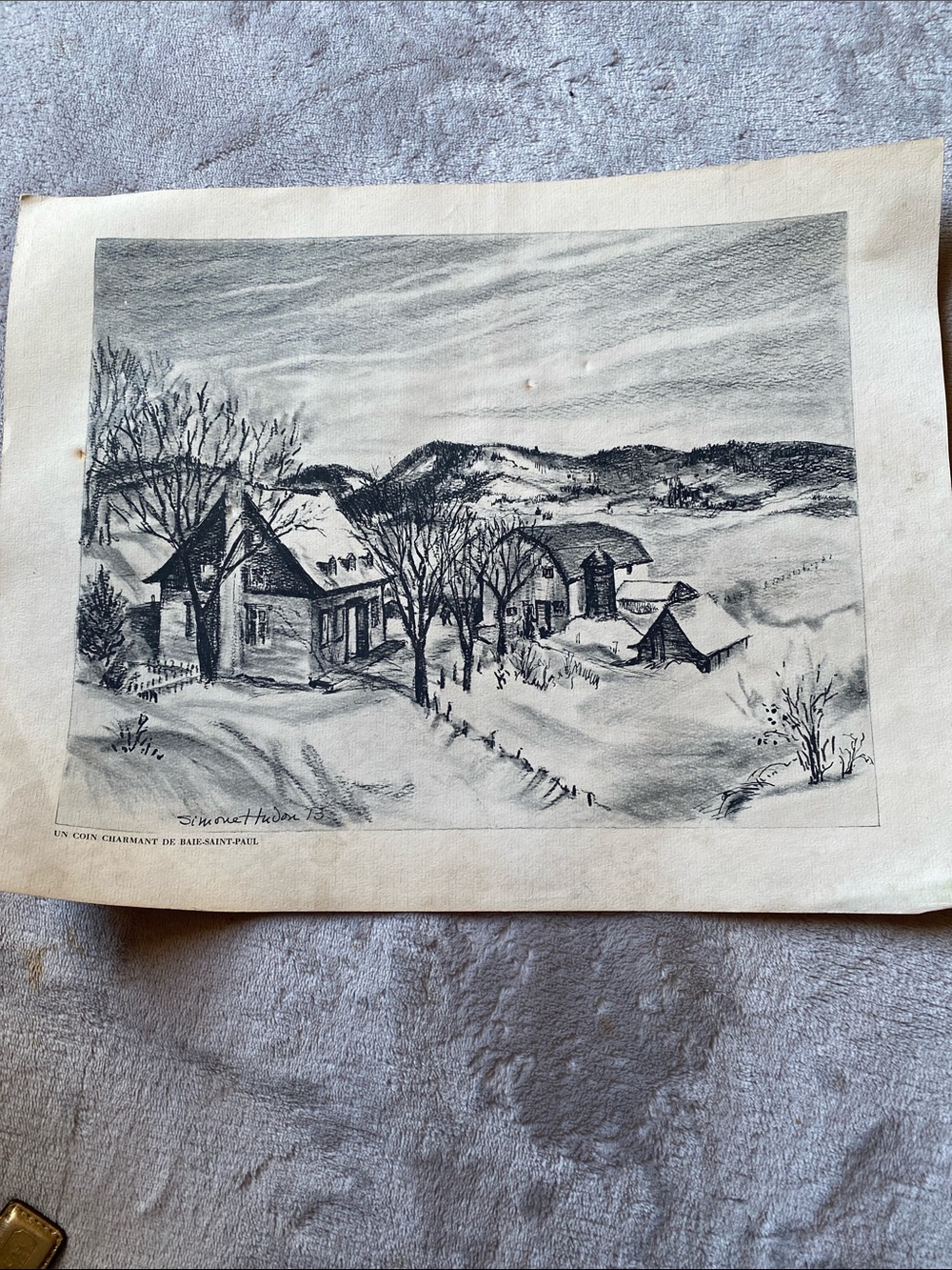 Simone Hudson Original Winter Landscape Pencil Print - Home Art
